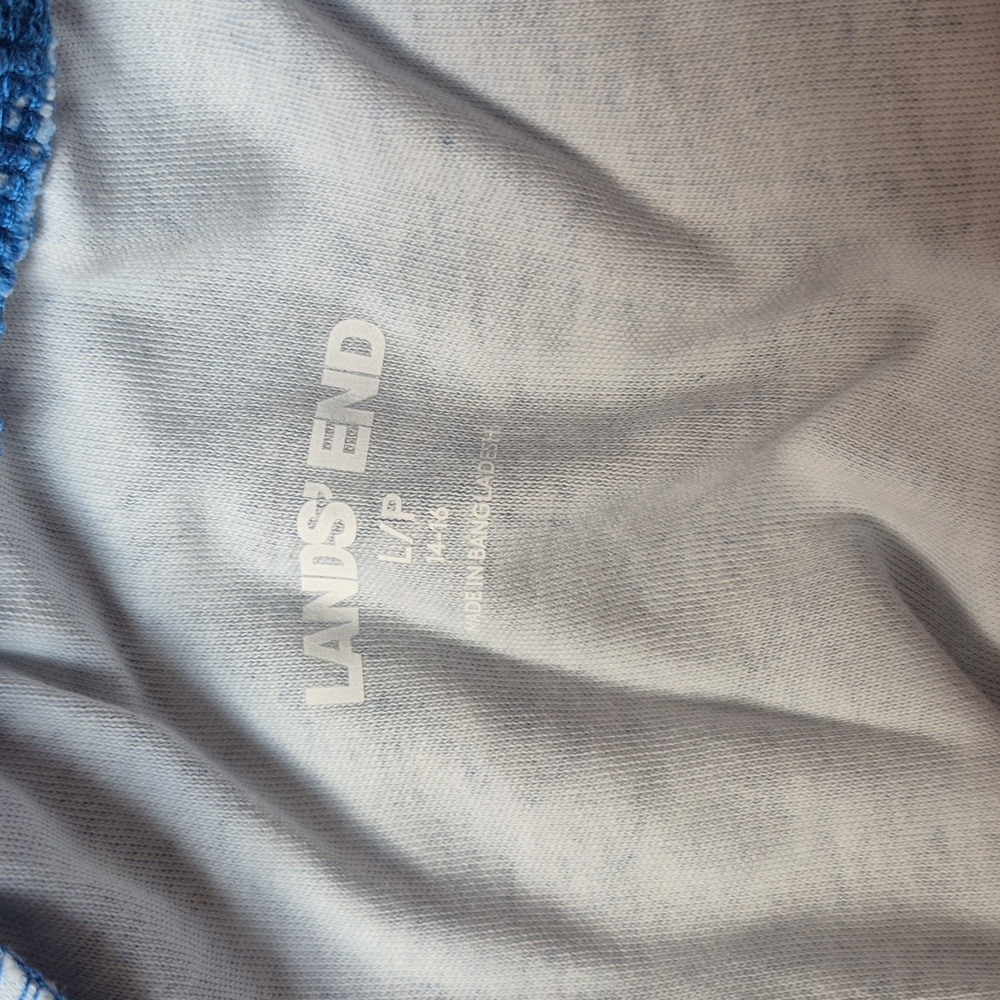 NWOT Lands' End Blue Gingham Floral Sport Knit Shorts W Pockets SZ Large Petite - Picture 8 of 11